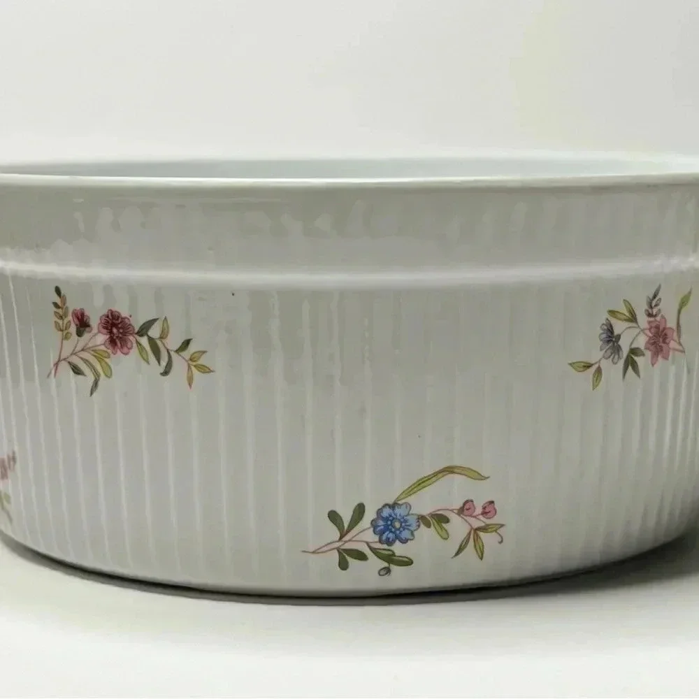 BIA Cordon Bleu Floral Casserole Dish Porcelain Soufflé Baking Pan Bowl